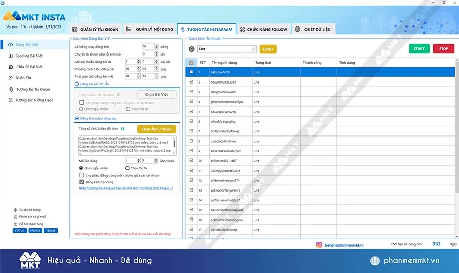 Phần mềm MKT Insta