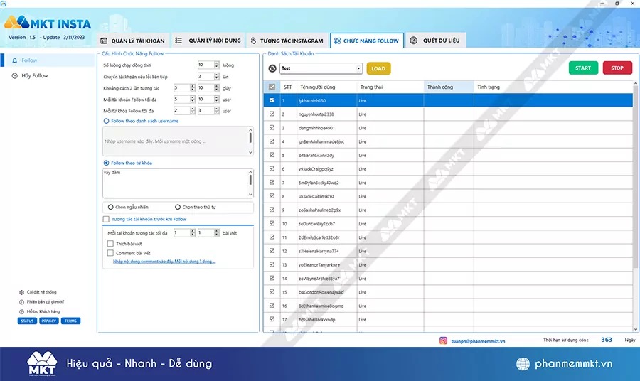 Phần mềm MKT Insta