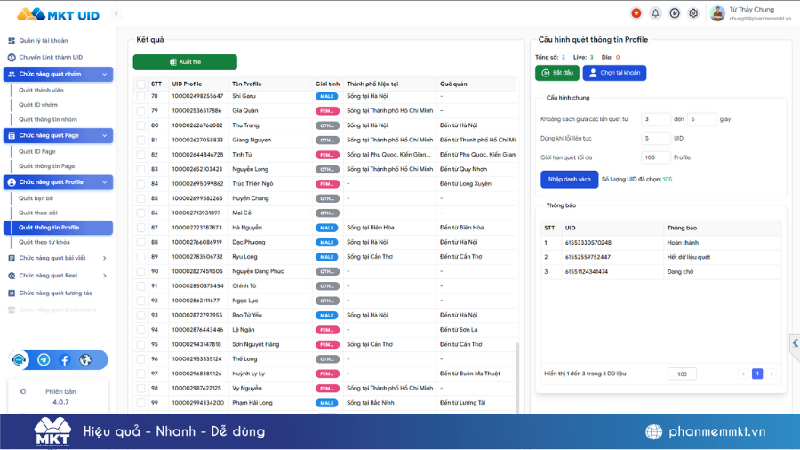 Phần mềm MKT UID giúp công ty TNHH Hiếu Tín Phát tìm kiếm khách hàng dựa vào vị trí địa lý