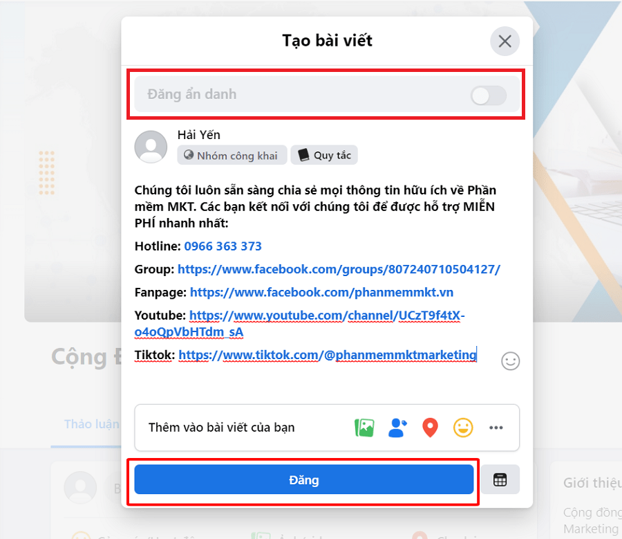 Cách đăng bài trên nhóm Facebook thủ công