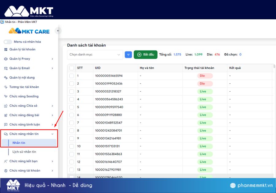 Phần mềm gửi tin nhắn hàng loạt trên Facebook