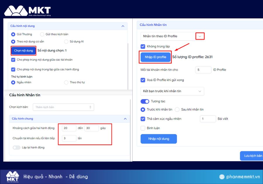 Cấu hình đối tượng nhận tin