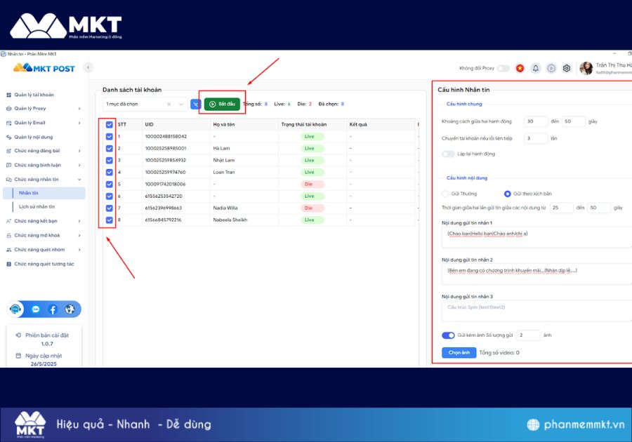 Bắt đầu gửi tin nhắn với MKT Post