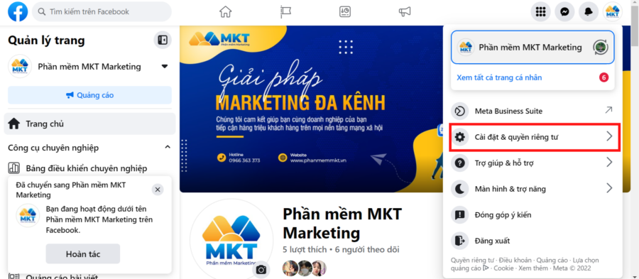 Cài đặt và Quyền riêng tư