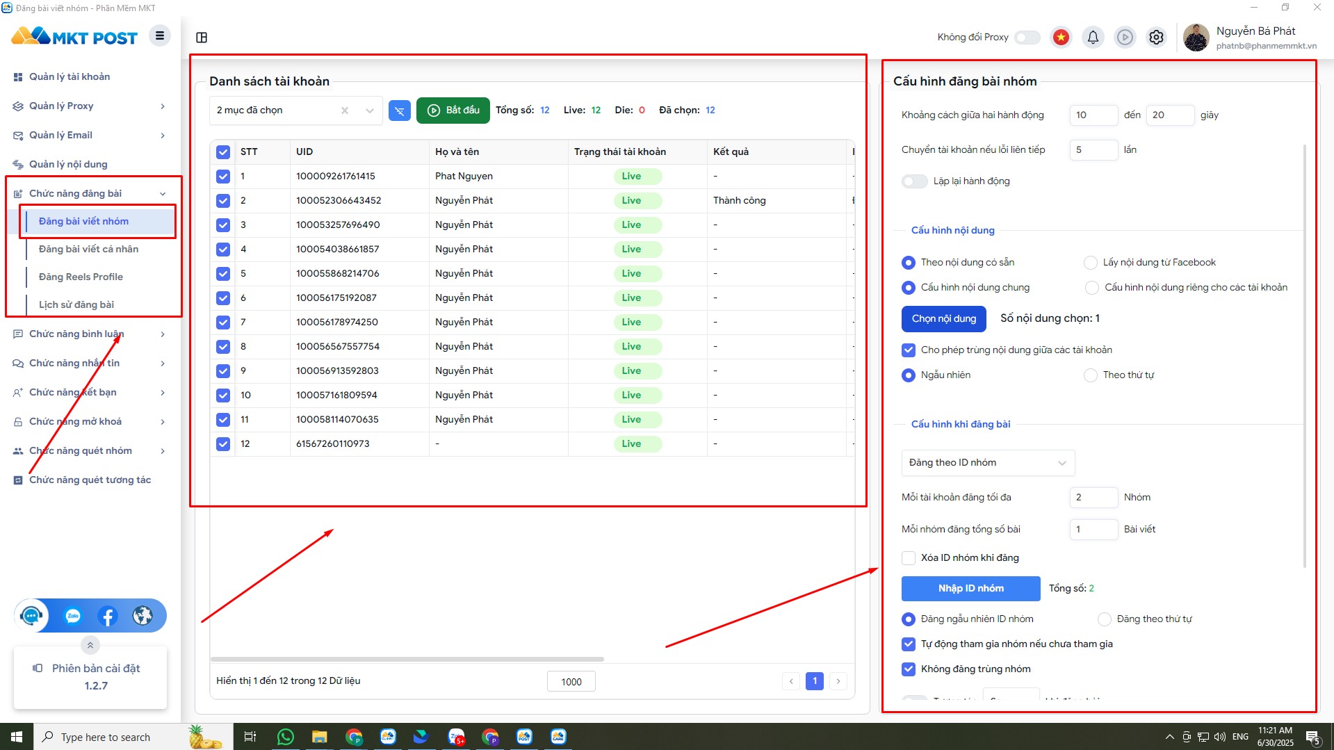 đăng bài hàng loạt