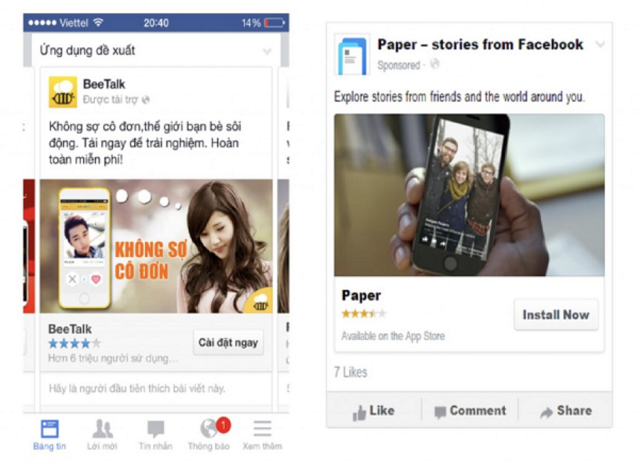 hình thức quảng cáo facebook