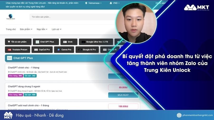 Tìm khách hàng Zalo: Bí quyết bứt phá doanh thu đột phá của Trung Kiên Unlock